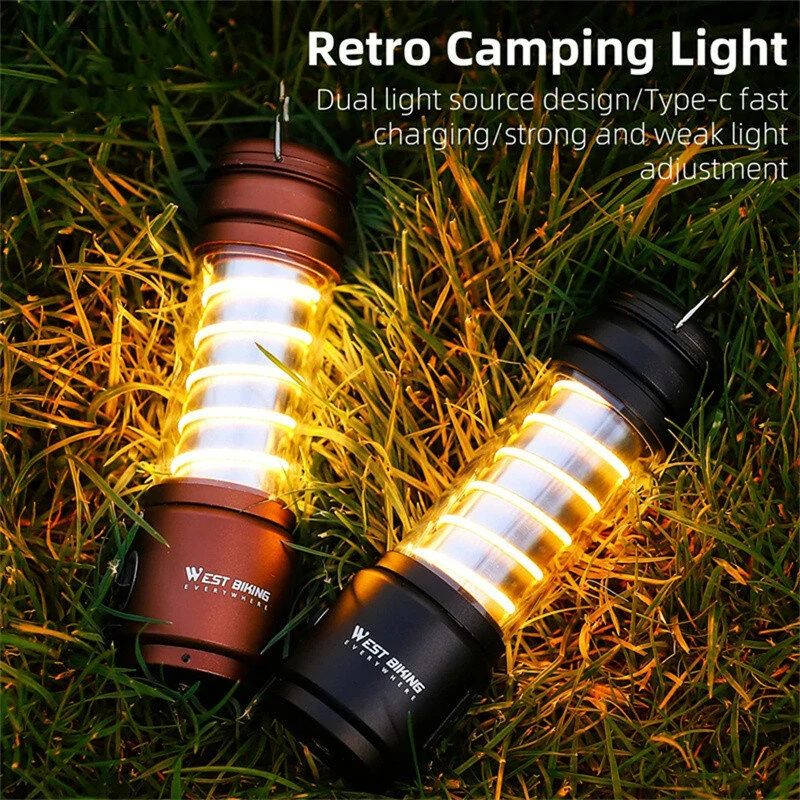 (image for) WEST BIKING Portable Camping Light 3 In 1 Multifunctional Outdoor LED Flashlight USB Charging Emergency Lamp Hanging Tent Light
